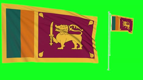 Greenscreen-Schwenkt-Sri-Lanka-Flagge-Oder-Fahnenmast